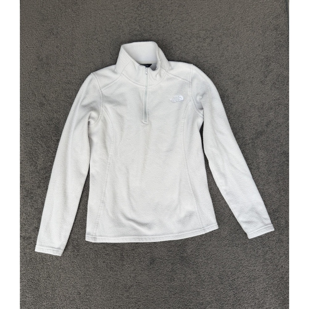 The North Face TKA 100 Fleece Pullover Womens XS White Quarter Zip Mock Neck Top